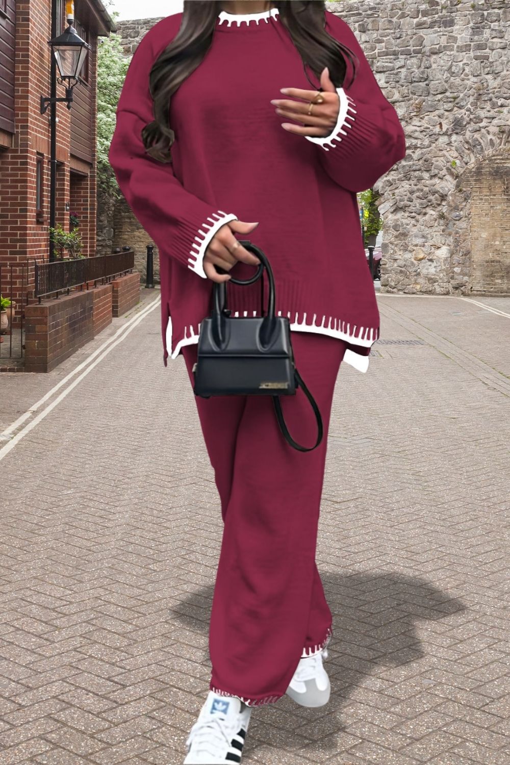 Stitched Stylish 2-Piece Knitted Lounge Comfort Co-Ord Set