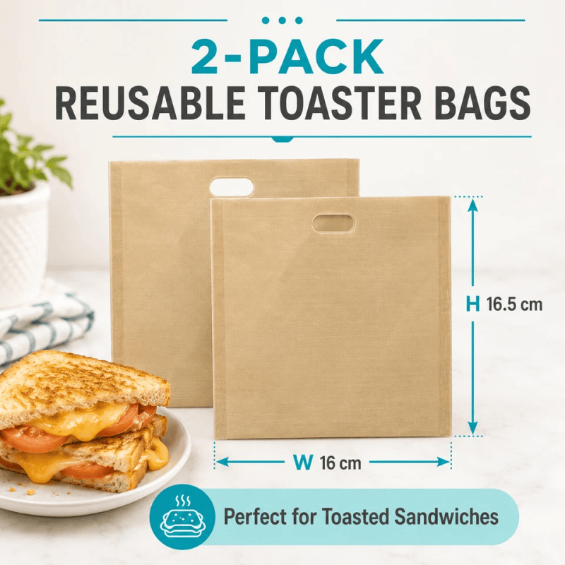 10PCS Reusable Toaster Bag Large Non Stick Toastie Toast Sandwich Pocket Bags