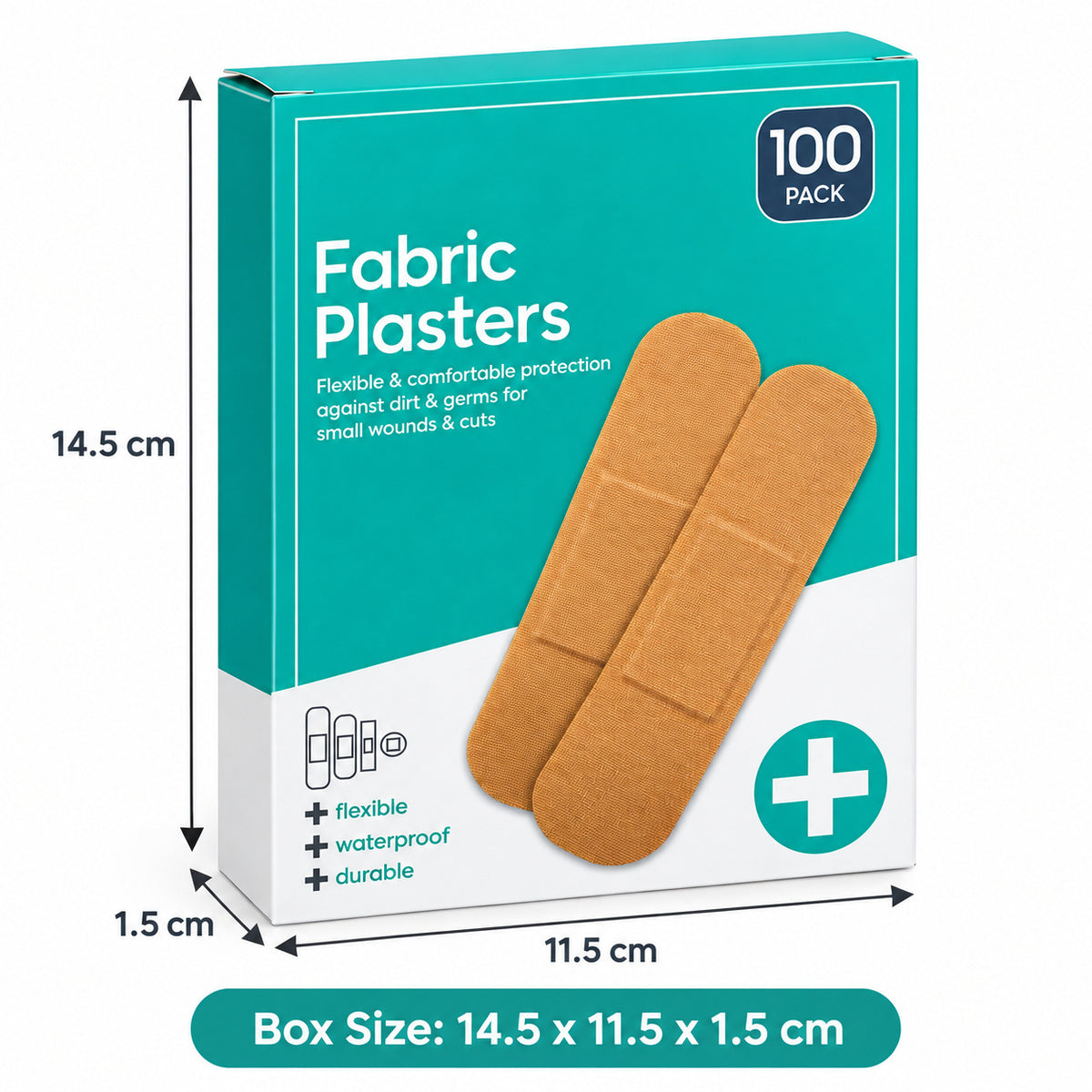 200 Fabric Plasters Assorted Sizes Waterproof Breathable First Aid Bandages 100pcs per pack