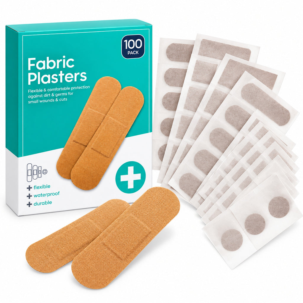 200 Fabric Plasters Assorted Sizes Waterproof Breathable First Aid Bandages 100pcs per pack