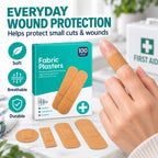 200 Fabric Plasters Assorted Sizes Waterproof Breathable First Aid Bandages 100pcs per pack
