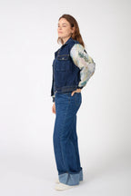 Denver - Two-tone denim jacket with printed sleeves