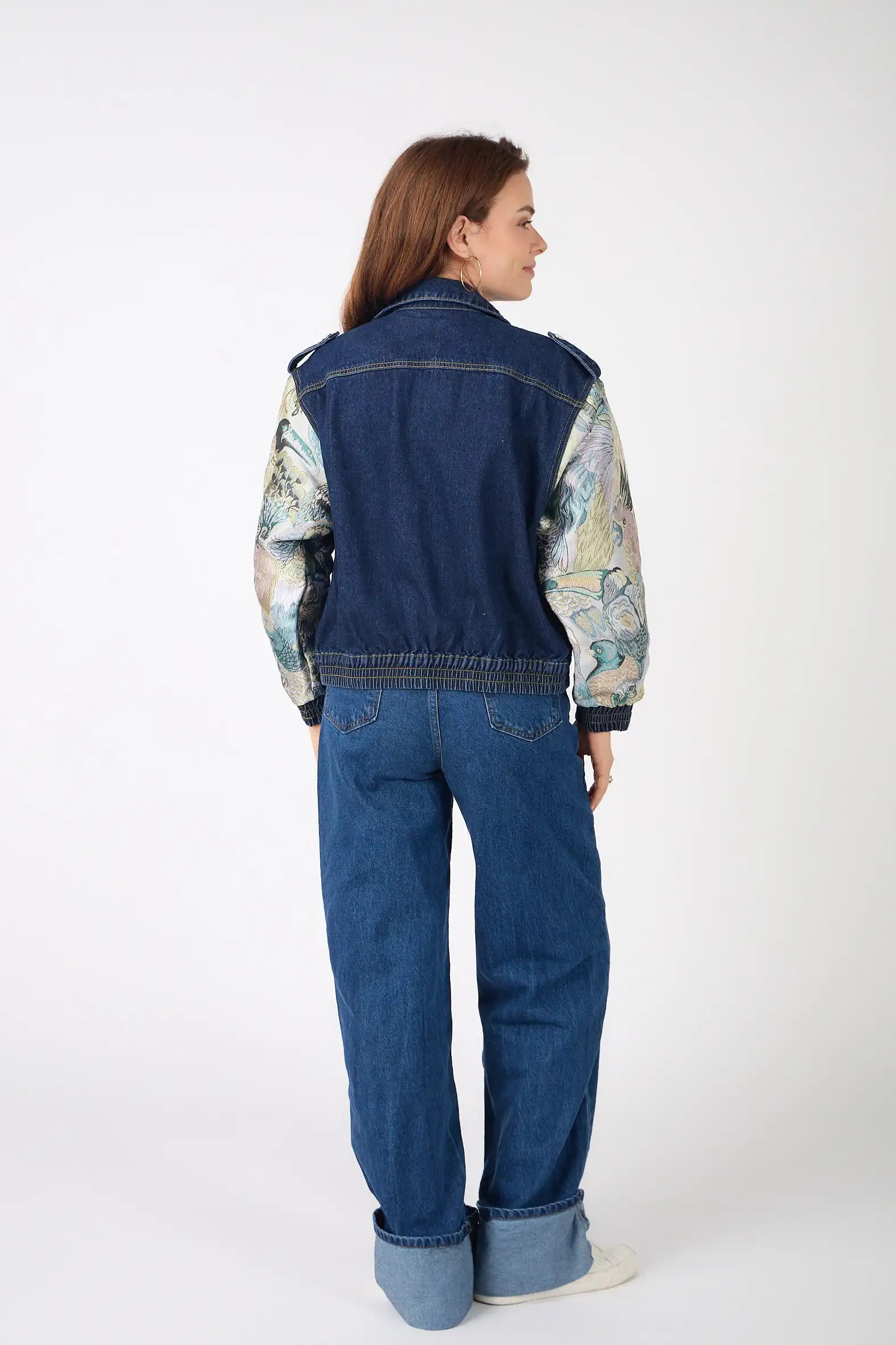 Denver - Two-tone denim jacket with printed sleeves