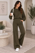 Balloon Sleeve Hooded Jumper & Flared Trouser Co-Ord Set