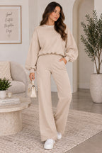 Balloon Sleeve Hooded Jumper & Flared Trouser Co-Ord Set