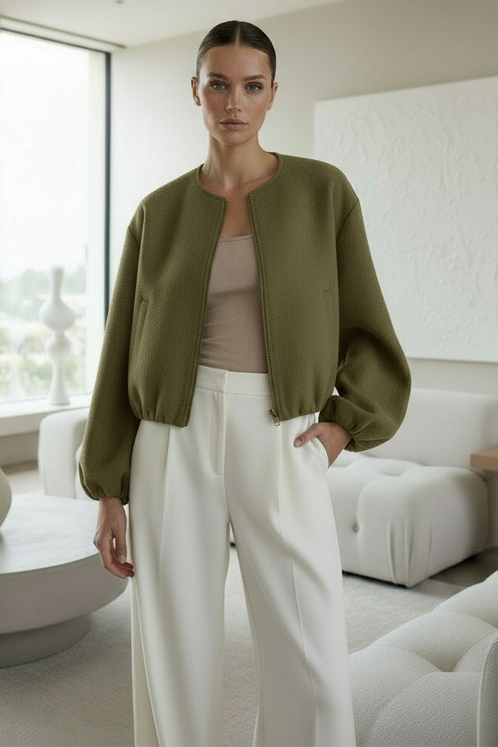 Stylish Zip Up Bomber Jacket