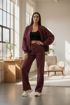 Bomber New Style Oversized Fleece Zipper and Wide Leg Tracksuit