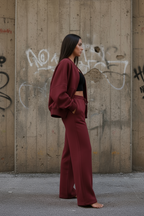 Bomber New Style Oversized Fleece Zipper and Wide Leg Tracksuit