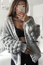Bubble Sleeves Stylish Knitted Cardigan