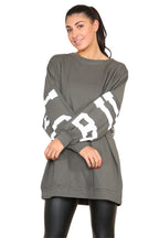 Buffalo Slogan Print Oversized Jumper Dress - AX Labels