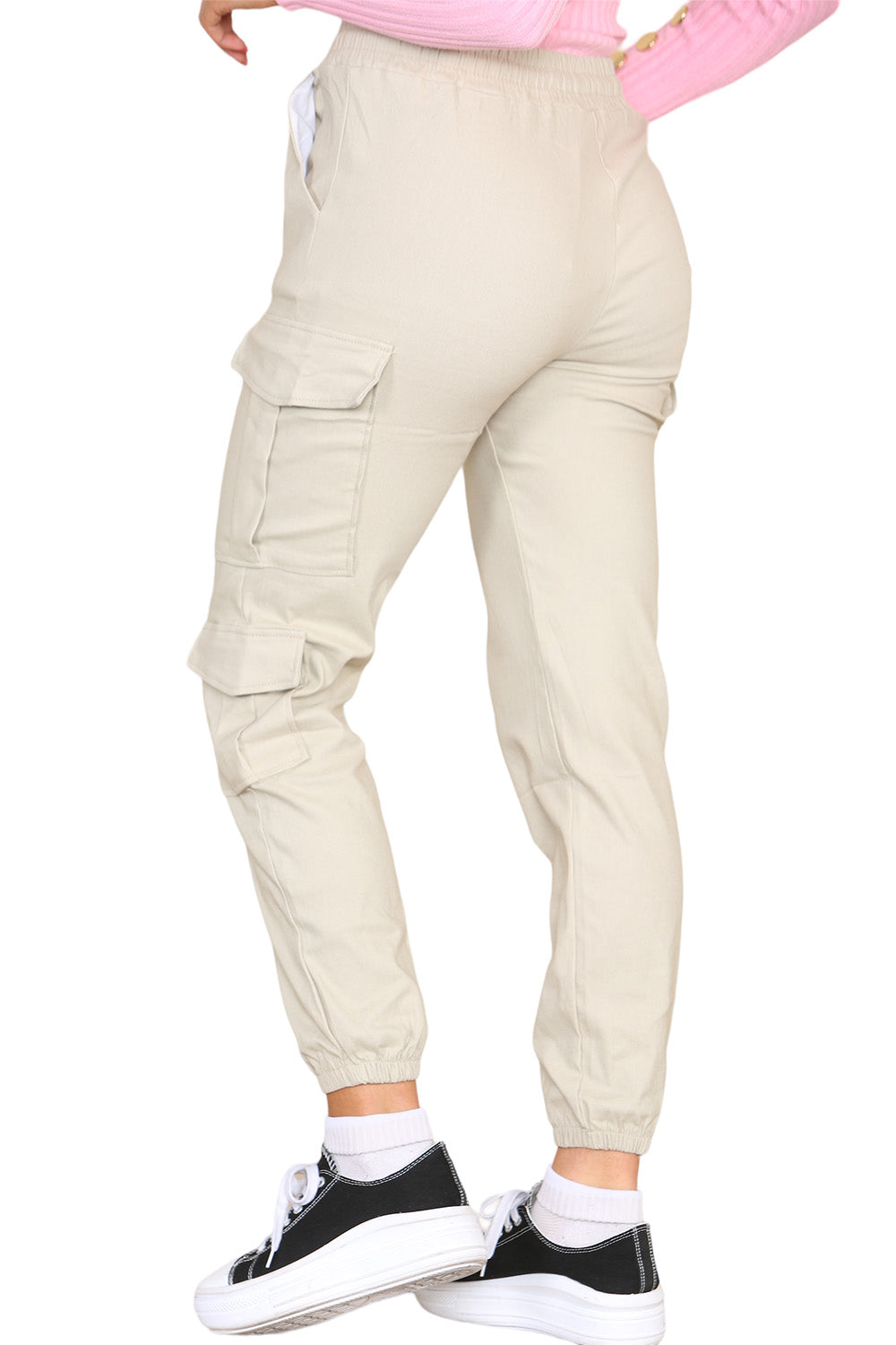 Cargo Pockets Pants Women High Waist Cropped Slim Fit Trouser - AX Labels