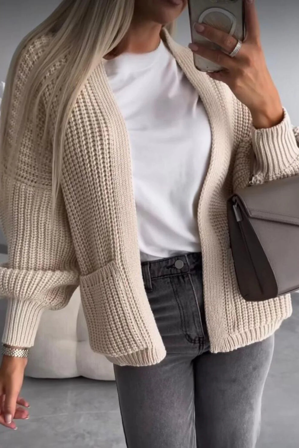 Crop Balloon Pocket Cardigan - AX Labels