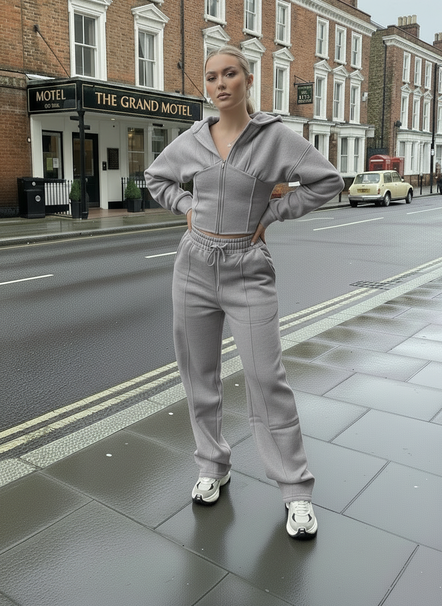 Cropped Zip Hoodie & Trouser Set