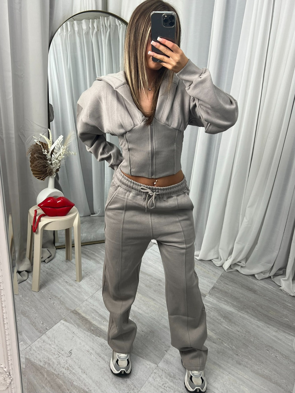 Cropped Zip Hoodie & Trouser Set