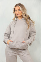 Cross Patched Oversized Hoodie and Joggers Tracksuit