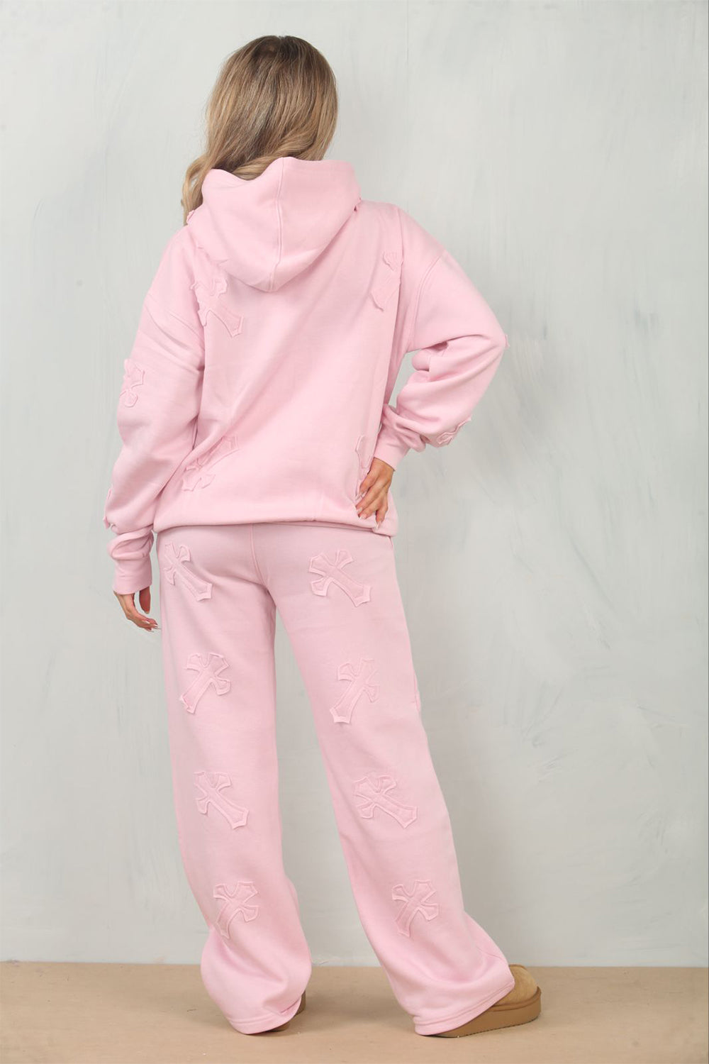 Cross Patched Oversized Hoodie and Joggers Tracksuit