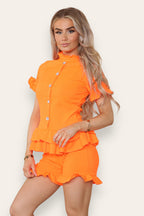 Diamond Frilled Edge Short Co-Ord Set - AX Labels