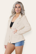 Fitted Linned Double Gold Button Collared Blazer Jacket - AX Labels