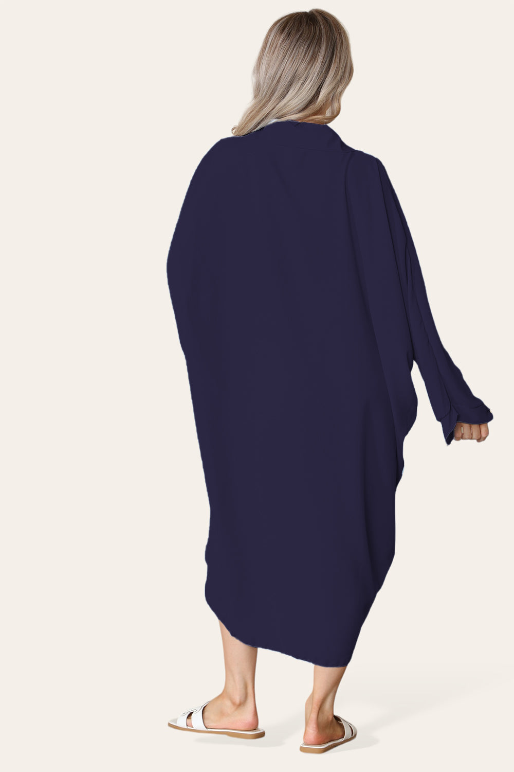 High Low Oversized Button Long Sleeve Top Dress