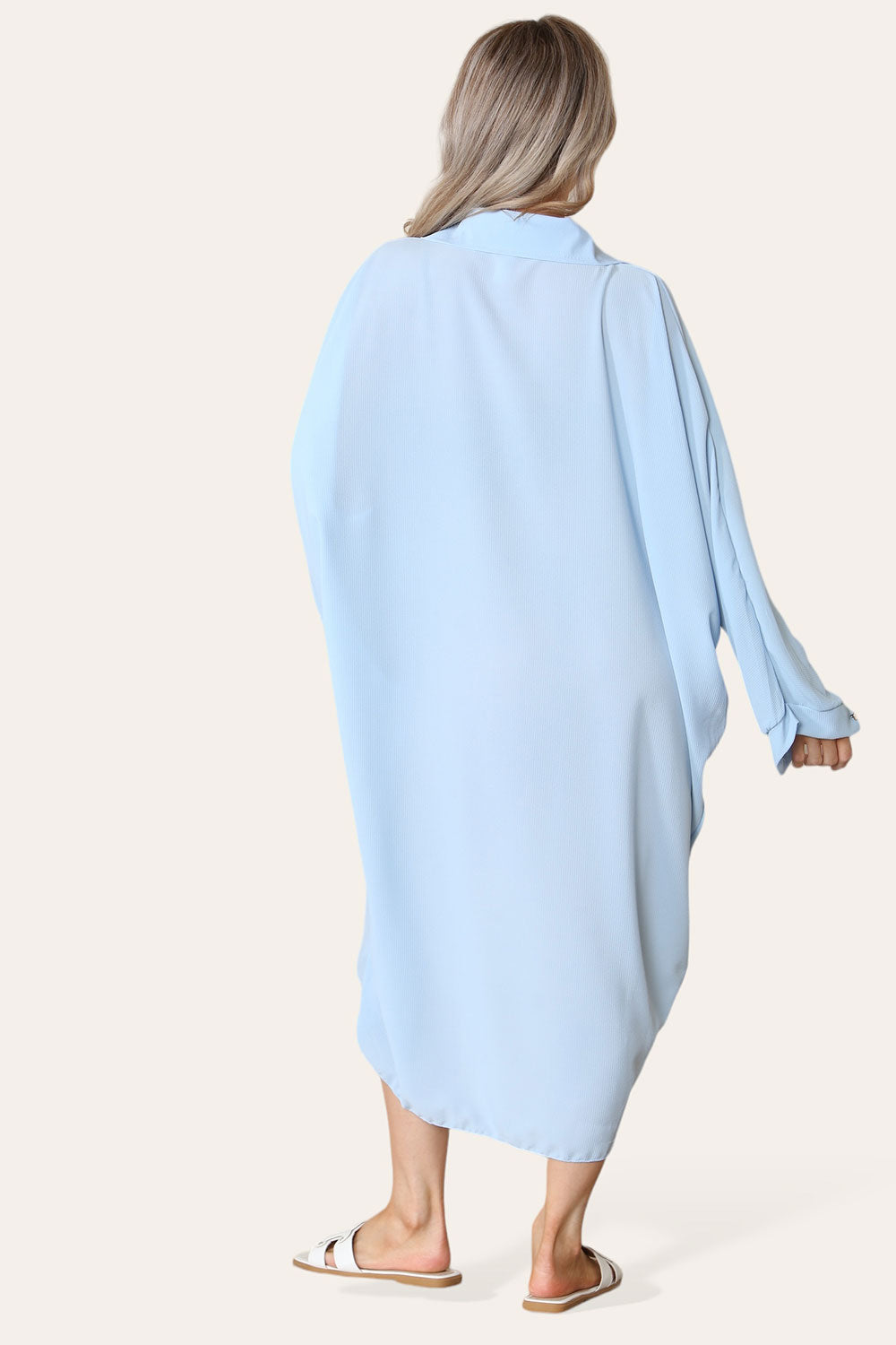 High Low Oversized Button Long Sleeve Top Dress