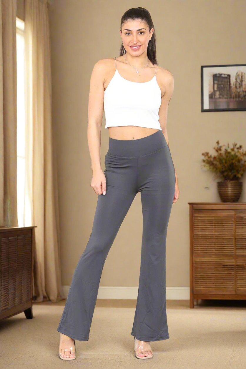 High Waisted Wide Leg Flared Trousers - AX Labels
