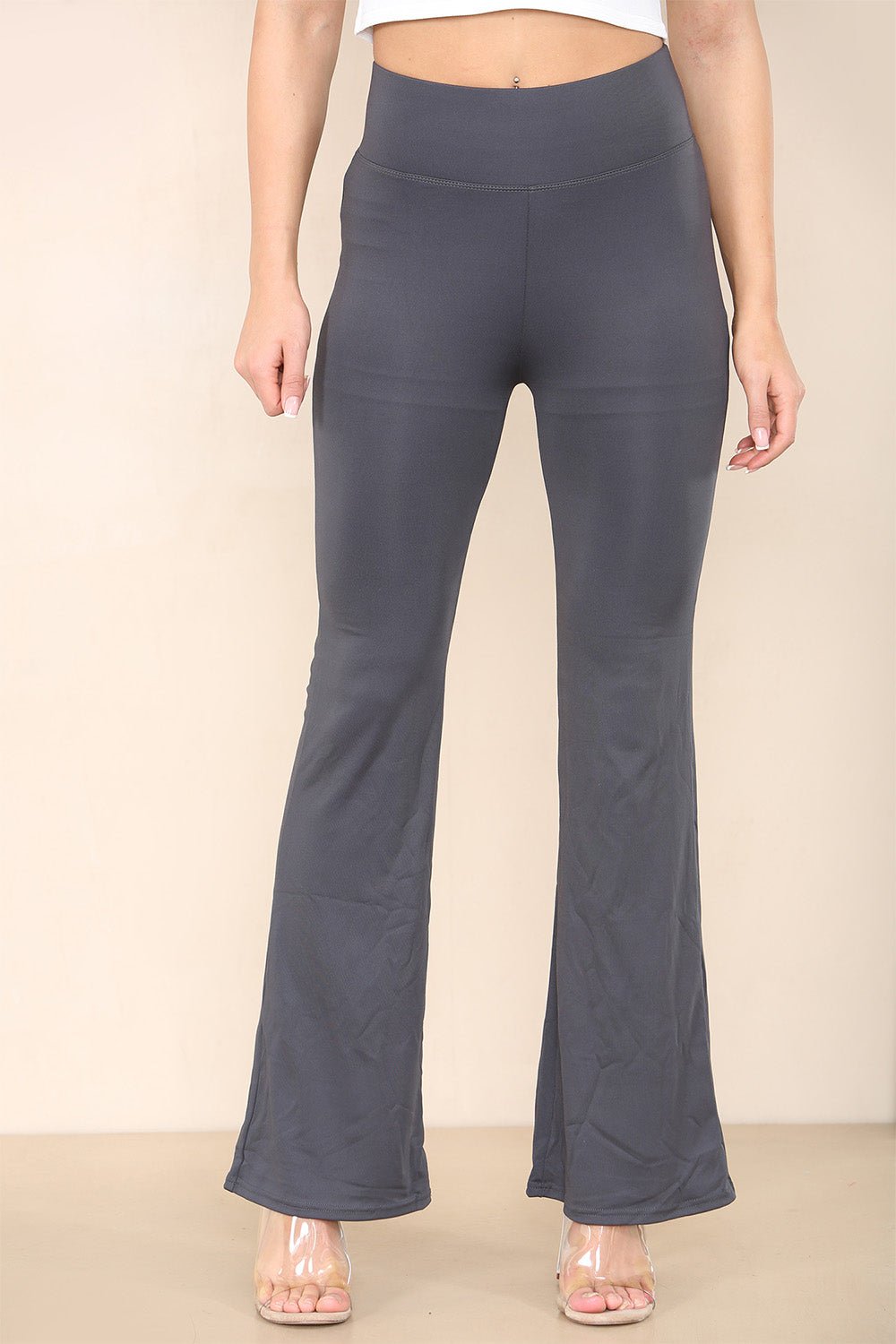 High Waisted Wide Leg Flared Trousers - AX Labels