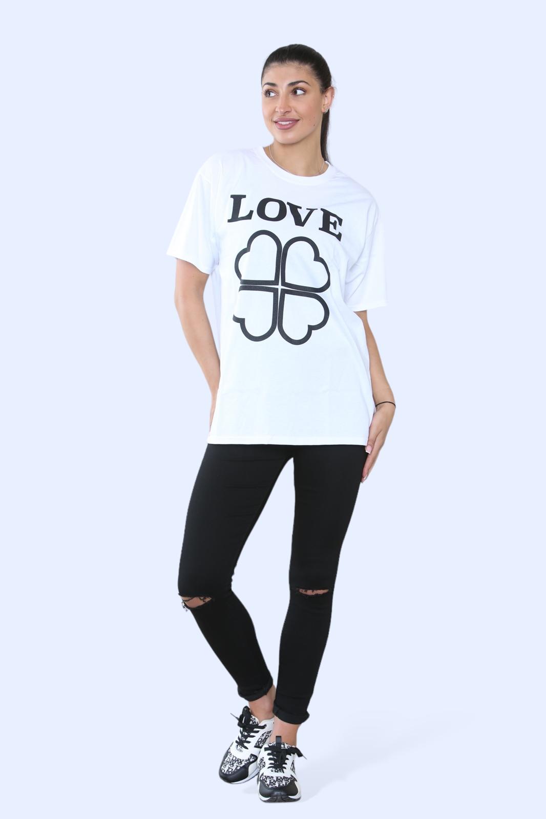 Ladies Love Printed Short Sleeve T-Shirt Top - AX Labels