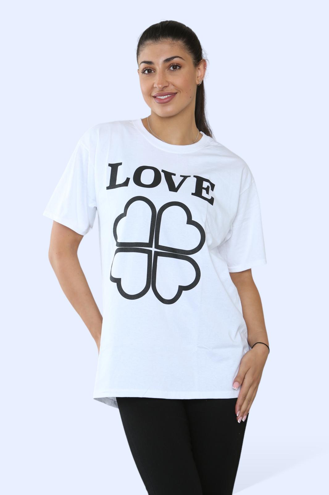 Ladies Love Printed Short Sleeve T-Shirt Top - AX Labels