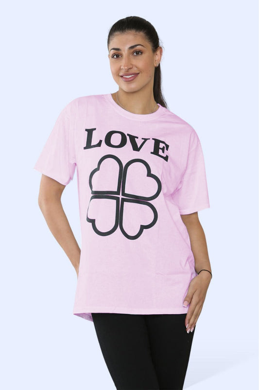 Ladies Love Printed Short Sleeve T-Shirt Top - AX Labels