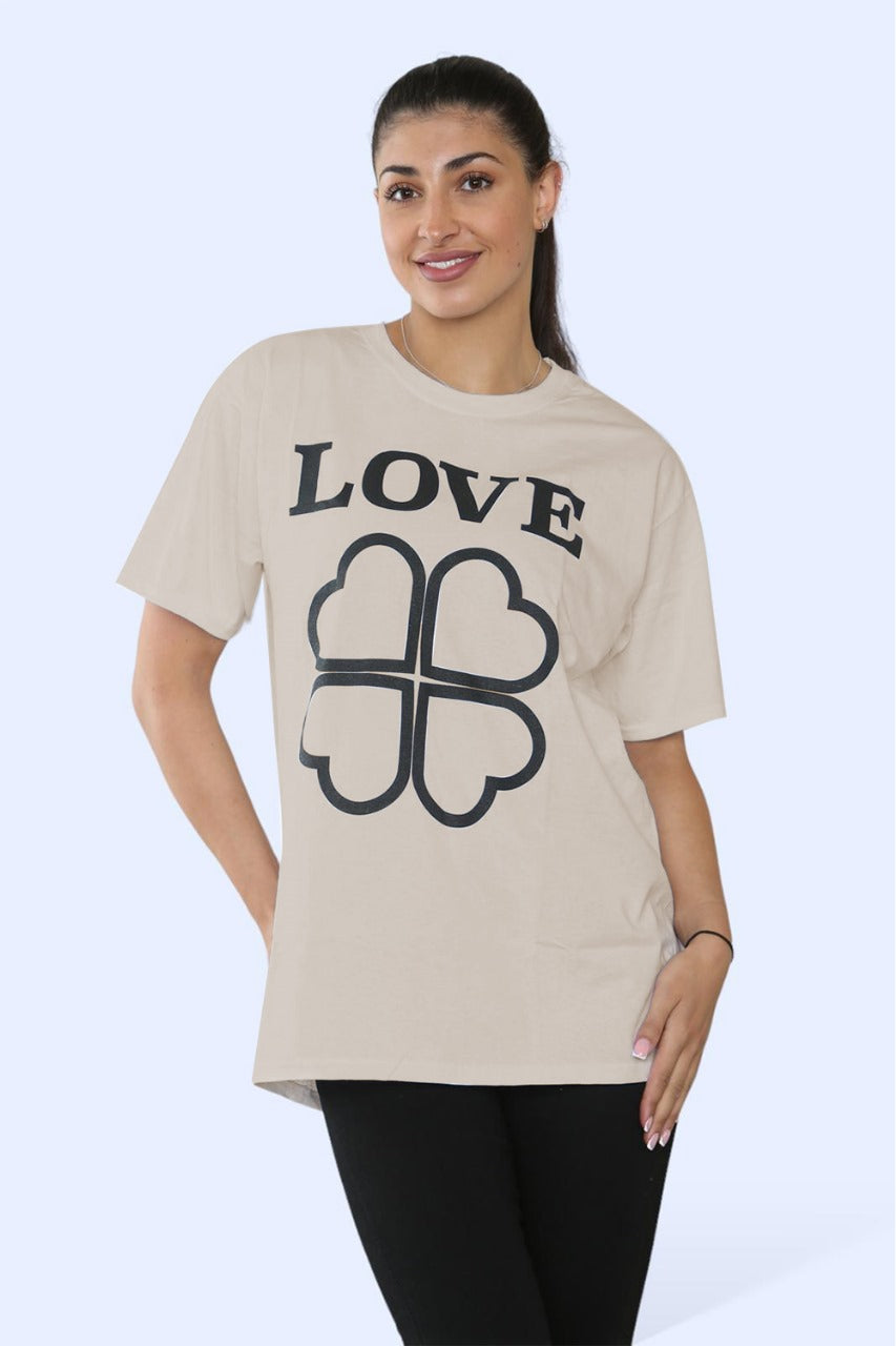 Ladies Love Printed Short Sleeve T-Shirt Top - AX Labels