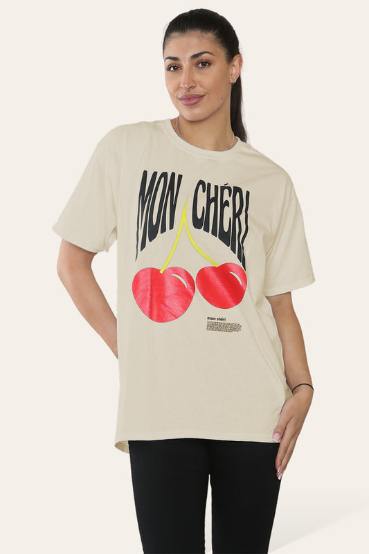 Ladies Mon Cheri Printed Short Sleeve T-Shirt Top - AX Labels