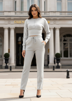 Ladies New Compressed Rib Button Suit