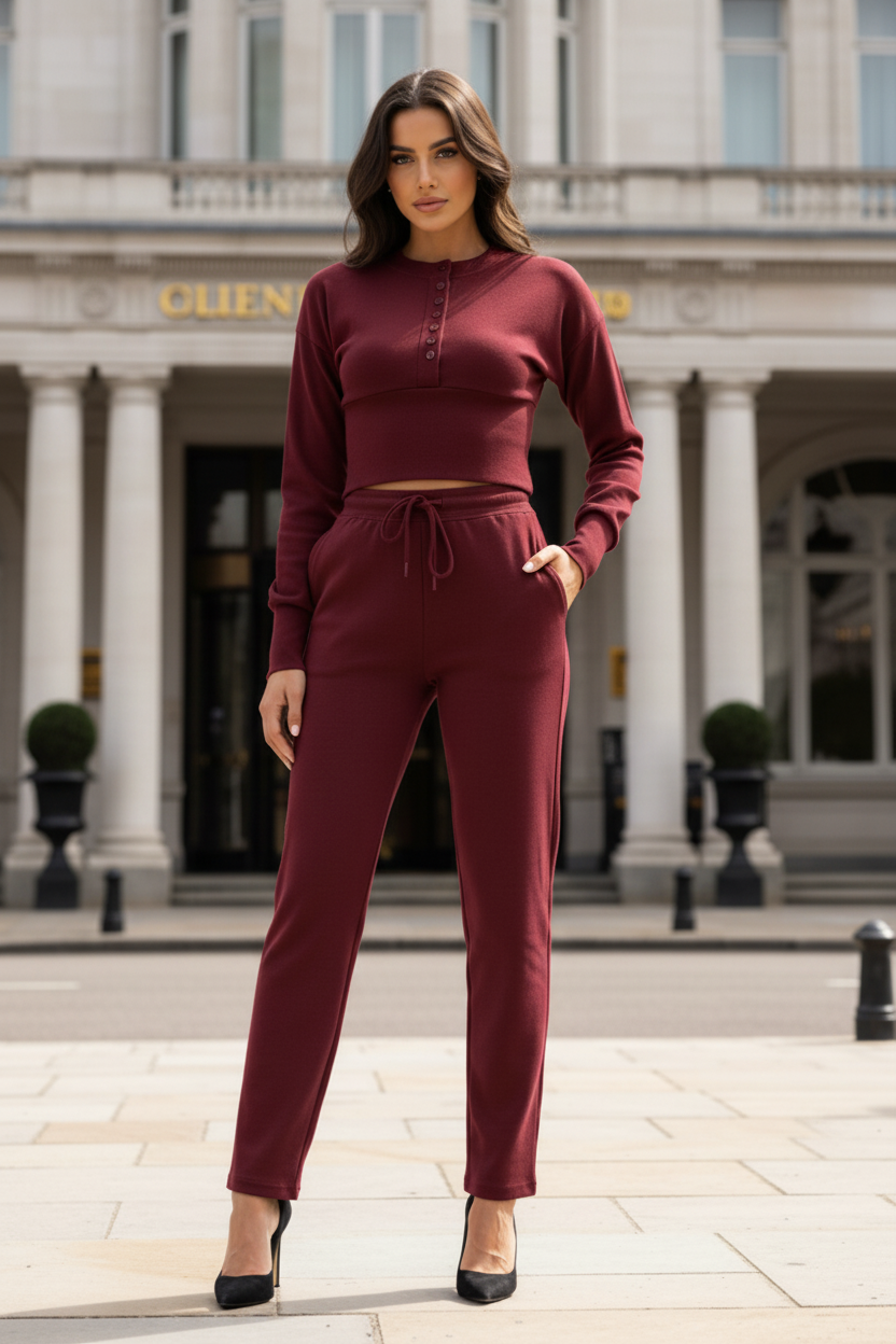 Ladies New Compressed Rib Button Suit