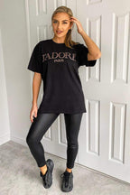 Ladies Oversized J' Adore Paris Short Sleeves T Shirt Top - AX Labels