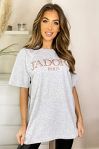 Ladies Oversized J' Adore Paris Short Sleeves T Shirt Top - AX Labels