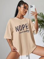 Ladies Oversized Nope Not Today Identical Graphic Print Short Sleeves T Shirt Top - AX Labels