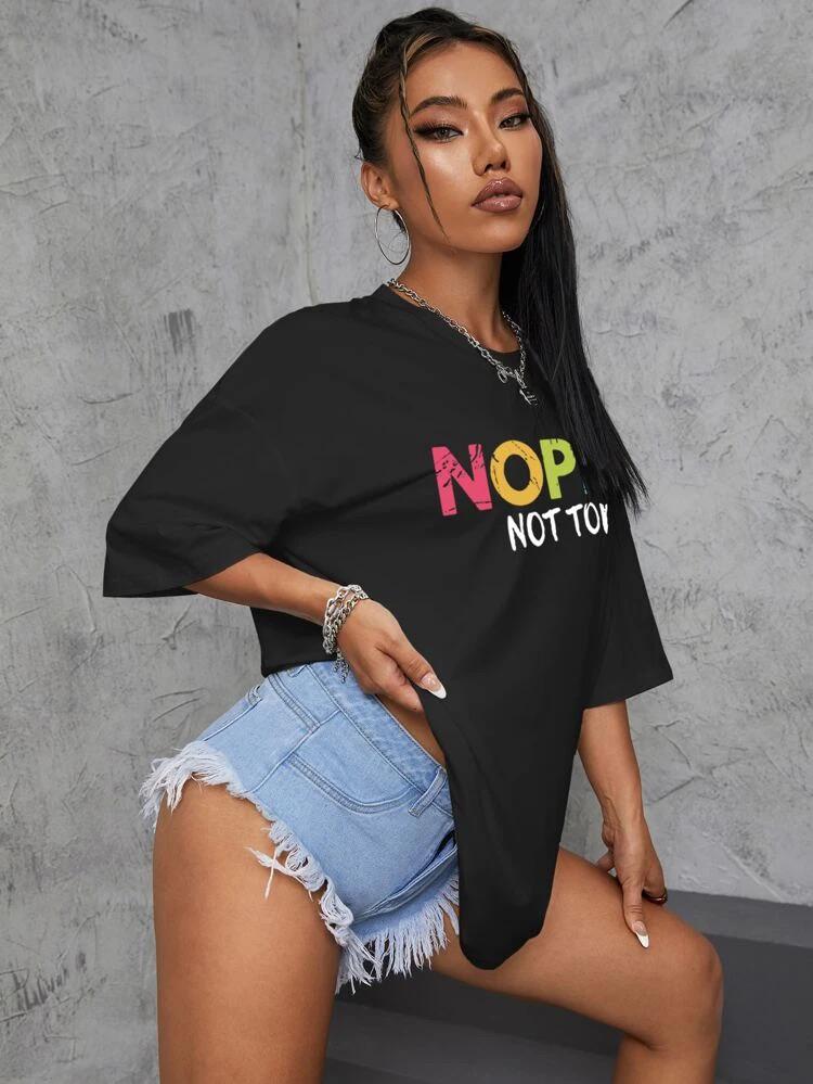 Ladies Oversized Nope Not Today Short Sleeves T Shirt Top - AX Labels