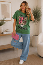 Ladies Oversized Tiger Lightning Wild Thang Short Sleeves T Shirt Top
