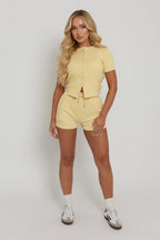 Mae Short Sleeve Rib Button Short Set