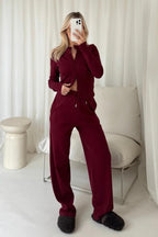 Mae Long Sleeves Ribbed Button Trouser Set