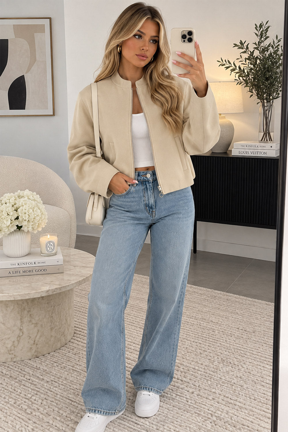 New Style Inspired Bomber Collar Jacket with Golden Zip