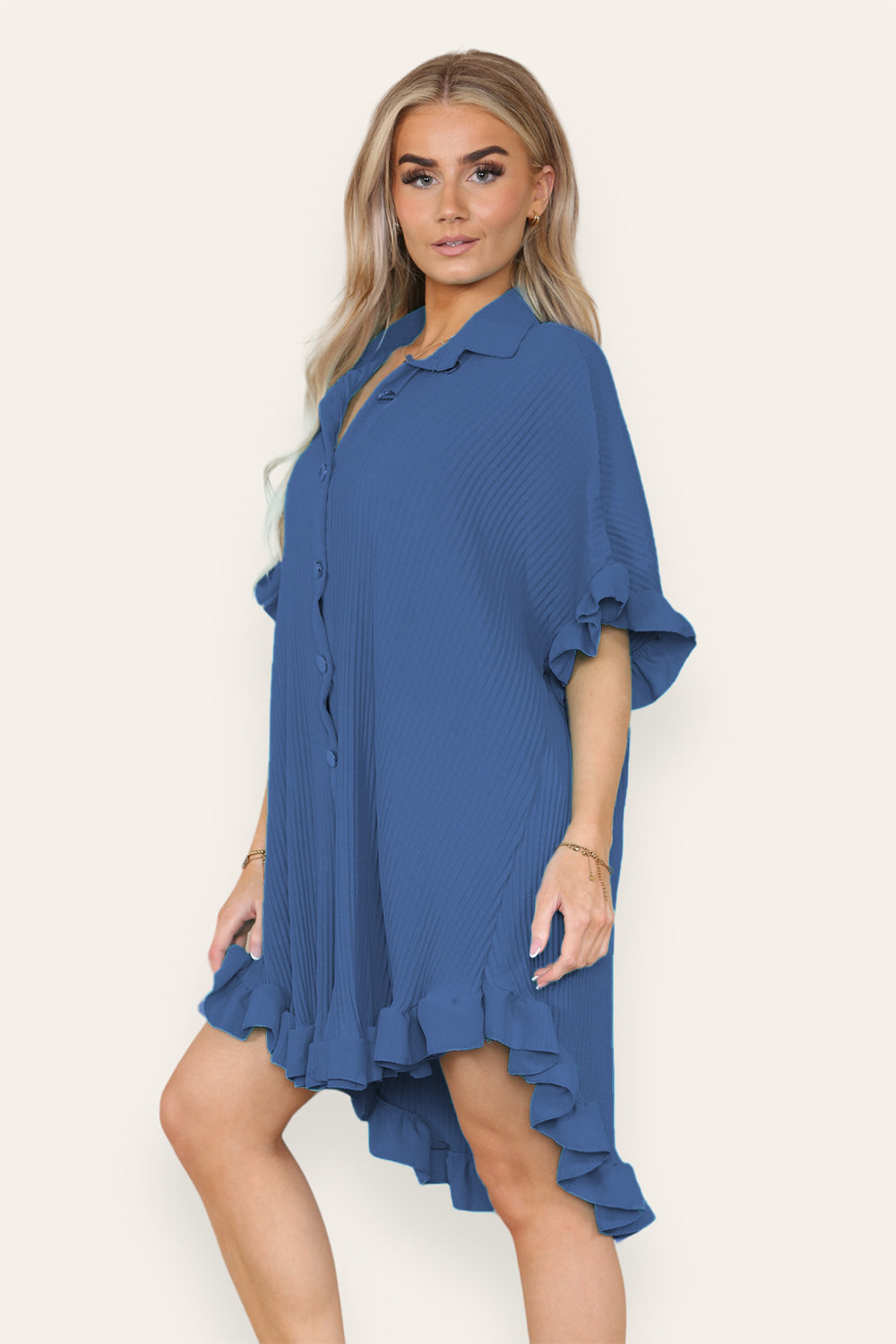 Pleated frill dress best sale