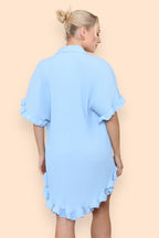 Over Sized Italian Gold Button Pleated Frill Ruffle TikTok Dress Top - AX Labels