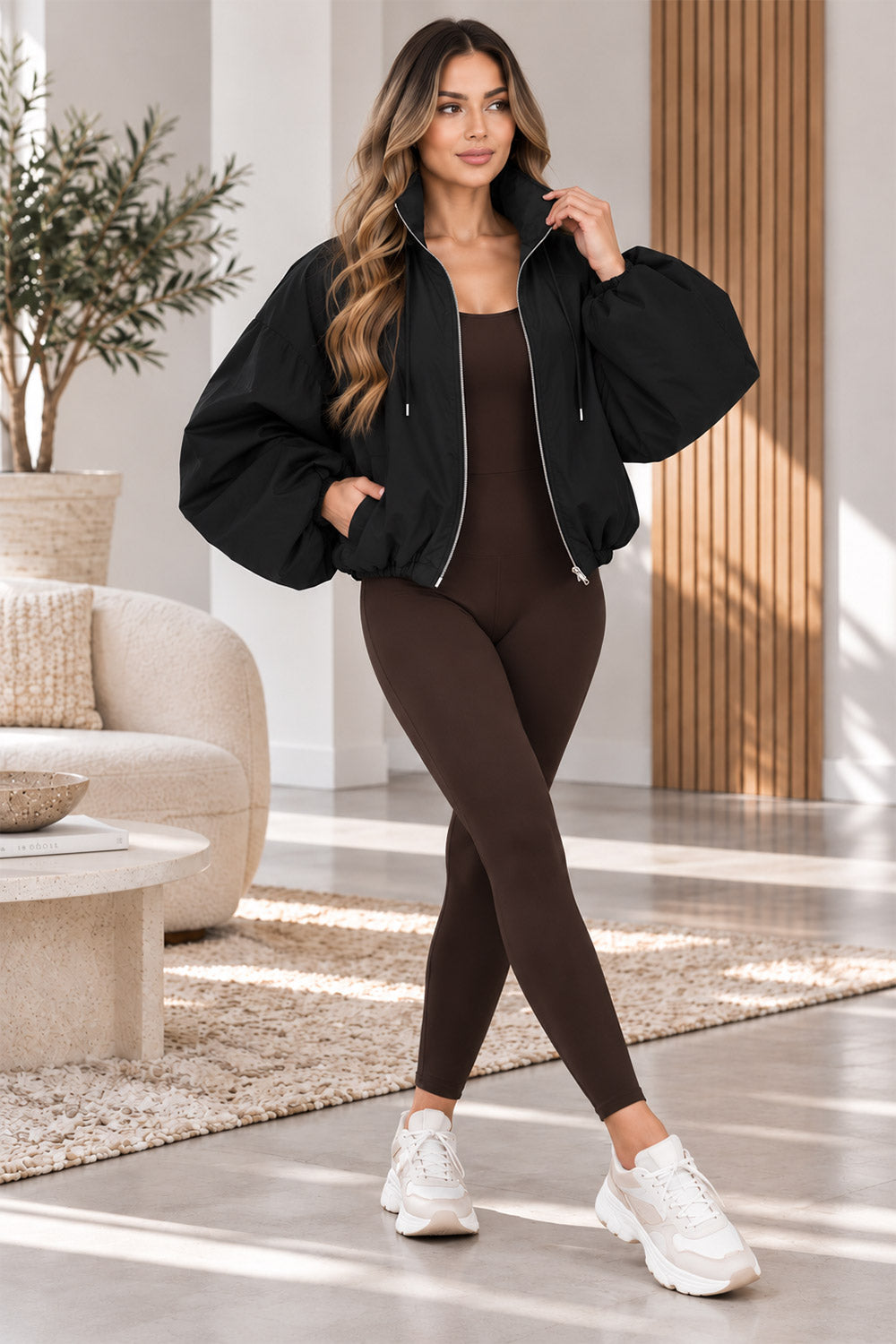Oversized Windbreaker Bomber Jacket