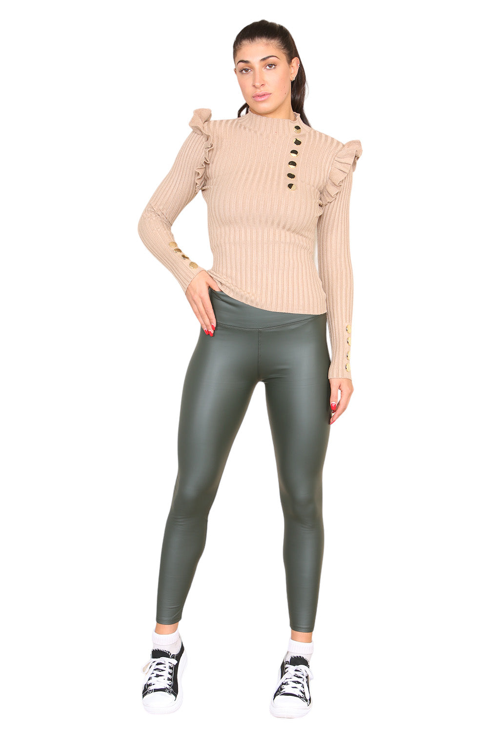 PU Fleece Line High Waisted Wet Look Faux Leather Legging AX Labels