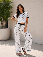 Polka Dot Rib Trouser Set