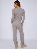 Ribbed Front Button Detail Top & Wide Leg Trouser Co-ord