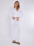 Ribbed Front Button Detail Top & Wide Leg Trouser Co-ord