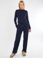Ribbed Front Button Detail Top & Wide Leg Trouser Co-ord