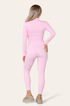 Ribbed High Neck Zipper Collar Jumpsuit Front Unitard Set - AX Labels